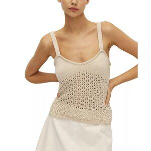 79$ ELODIE THE LABEL Eloise Crochet Tank Top Sleeveless Size S Ecru Beige